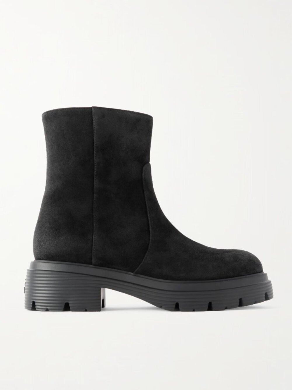 $650 STUART WEITZMAN Hudson Lite suede ankle boots BLACK PLATFORM ZIP 7 (PD13)